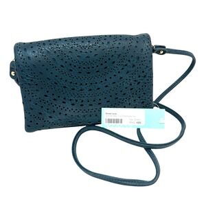 Street Level NWT Justina Laser Cut Teal Green Faux Leather Crossbody Handbag